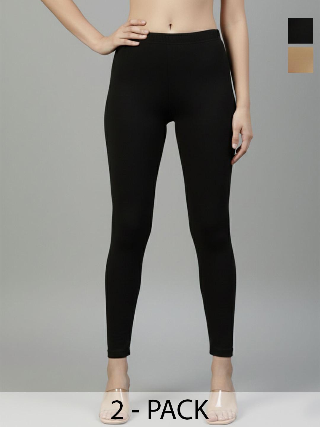 ZAYANQA Pack Of 2 Cotton Ankle Length Leggings