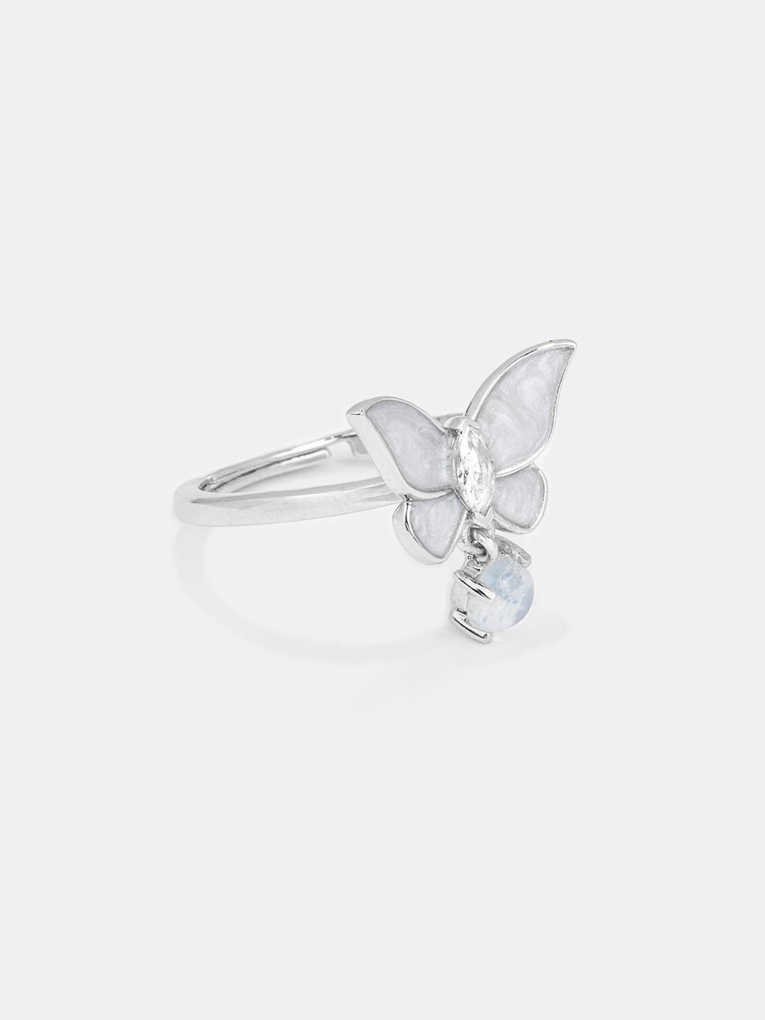 SHAYA Rhodium-Plated Sterling Silver Cubic Zirconia-Studded Finger Ring