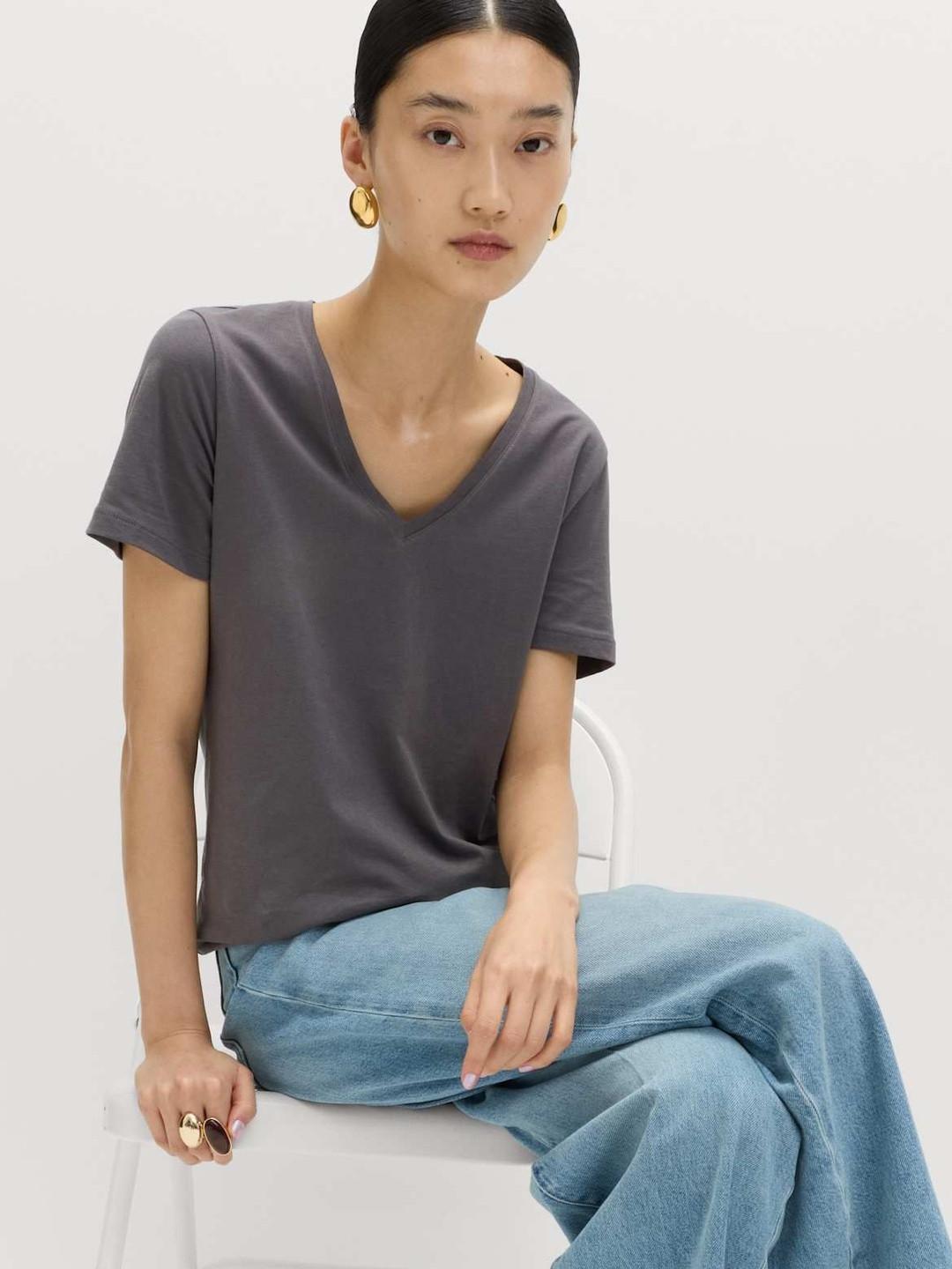 Marks & Spencer Pure Cotton V-Neck T-Shirt