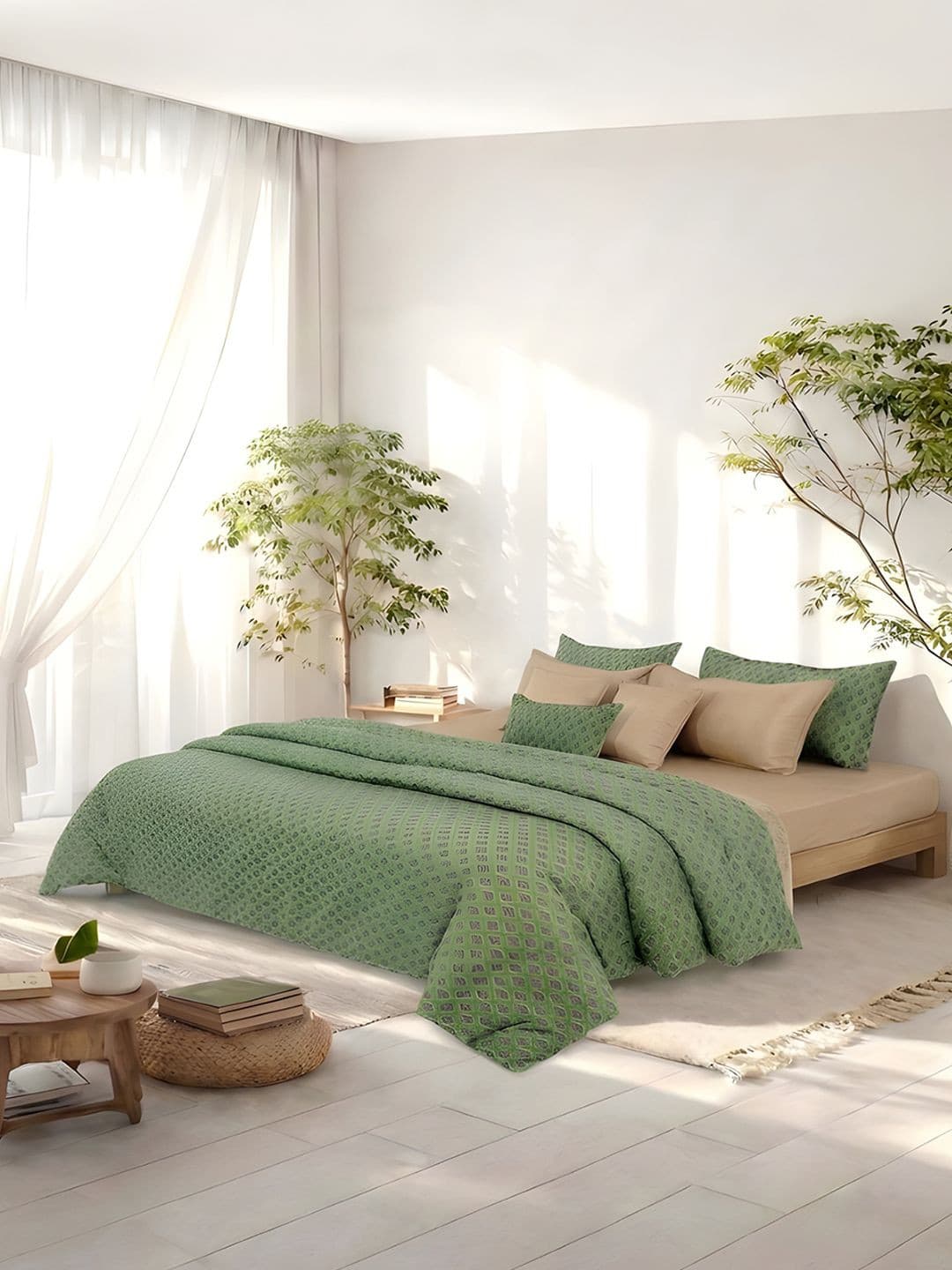 Zarf Green & Green Ethnic Motifs AC Room 400 GSM Comforter