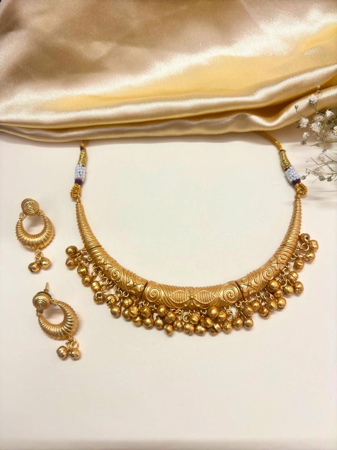 VIVAZS 22K Gold-Plated Premium Ghungaroo Traditional Choker Necklace Jewellery Set