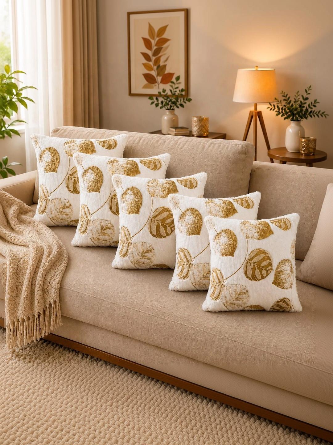 BALLEY White Set of 5 Square Cushion Covers