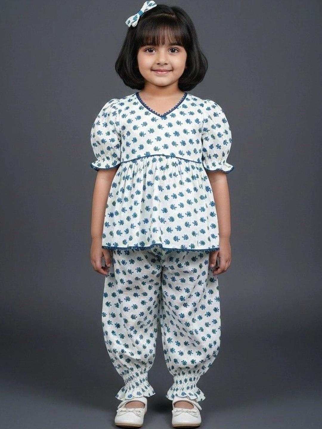 Sangria Frilled Printed Top with Trousers