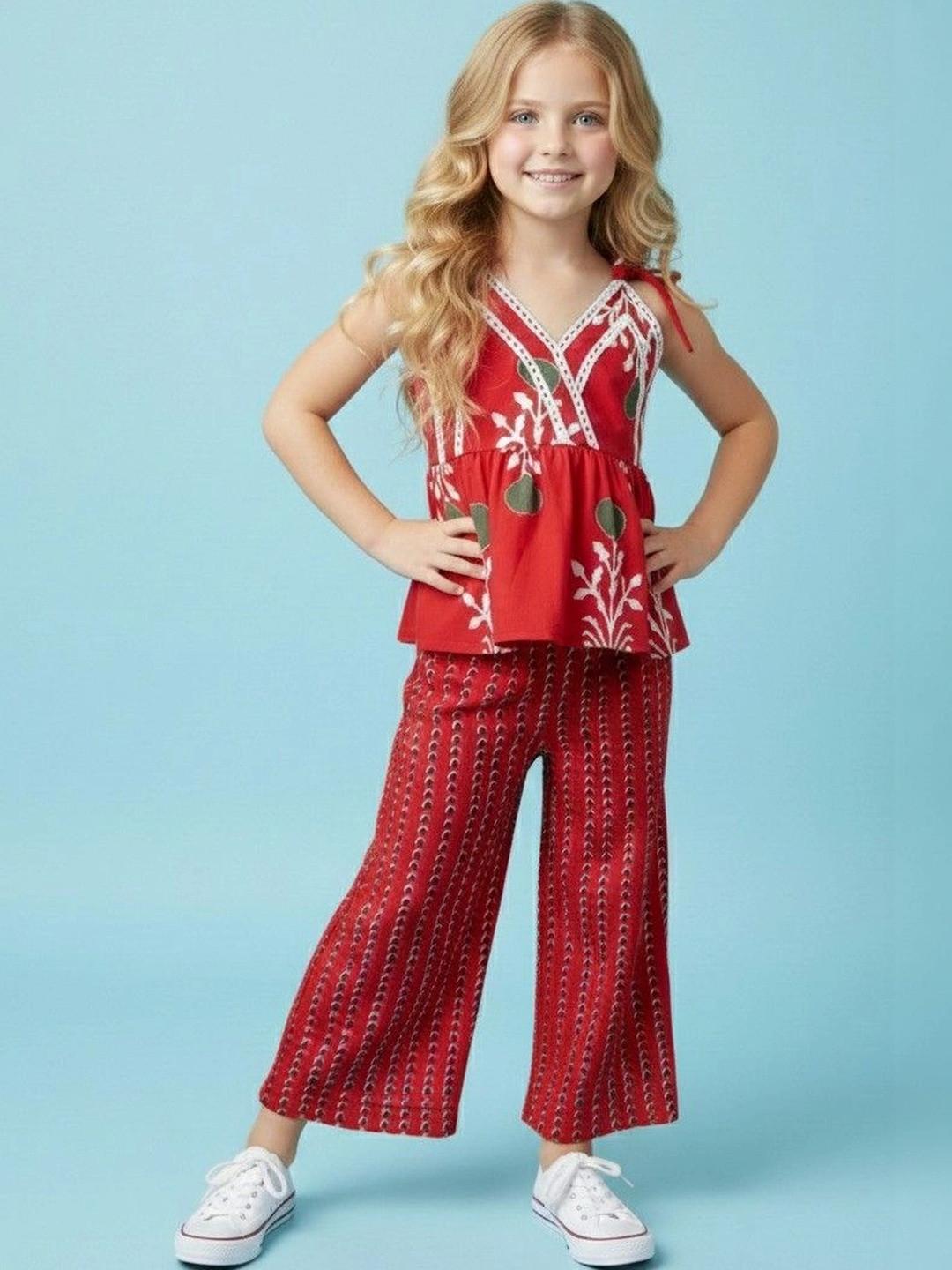 Sangria Tropical Printed Top with Palazzos