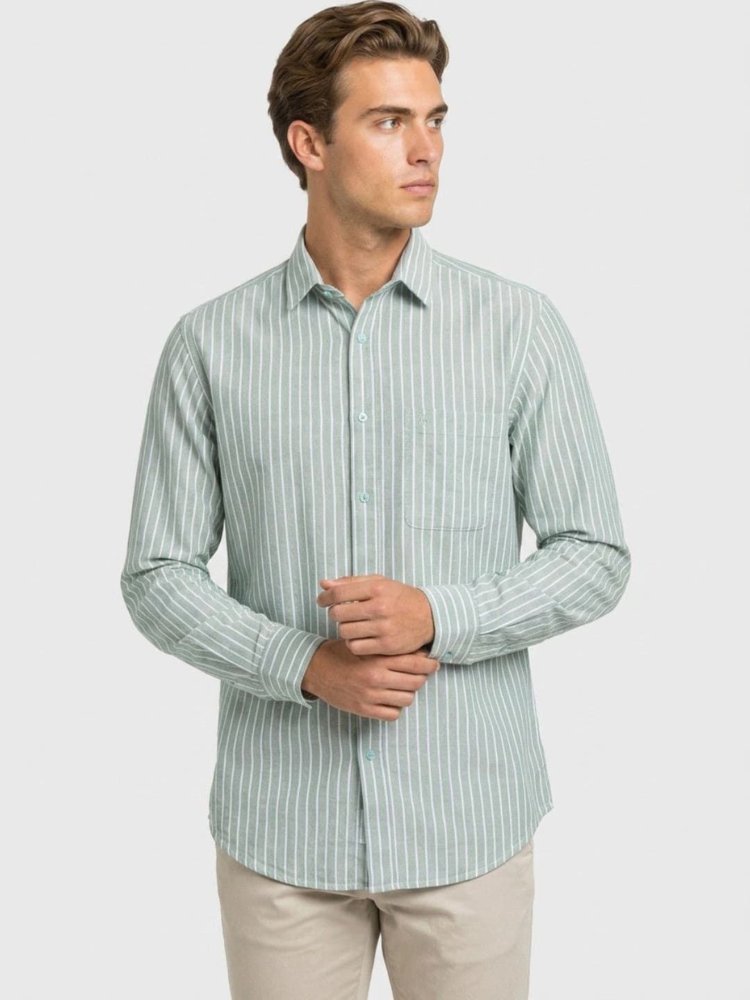 Raymond Men Standard Slim Fit Striped Casual Shirt