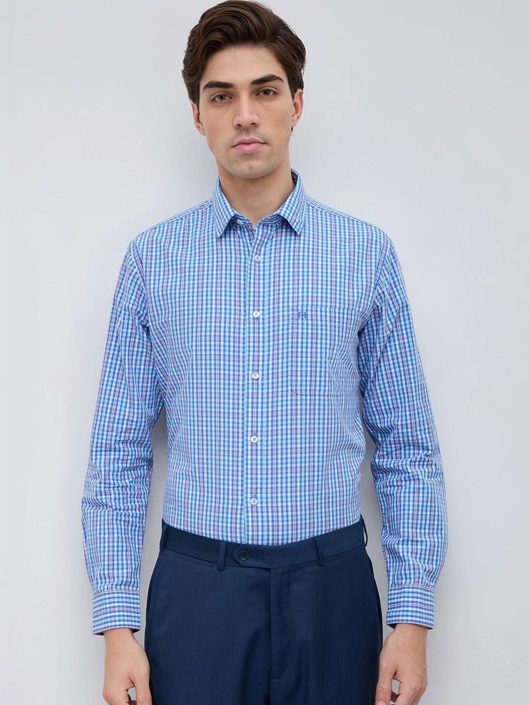 Raymond Men Standard Slim Fit Gingham Checks Checked Formal Shirt