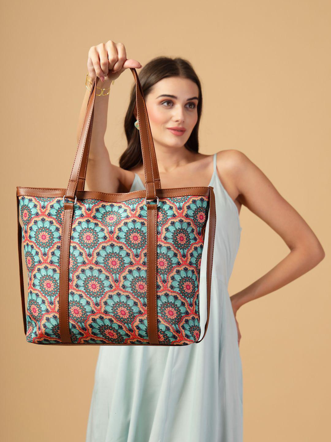Anouk Floral Printed PU Office Laptop Tote Bag