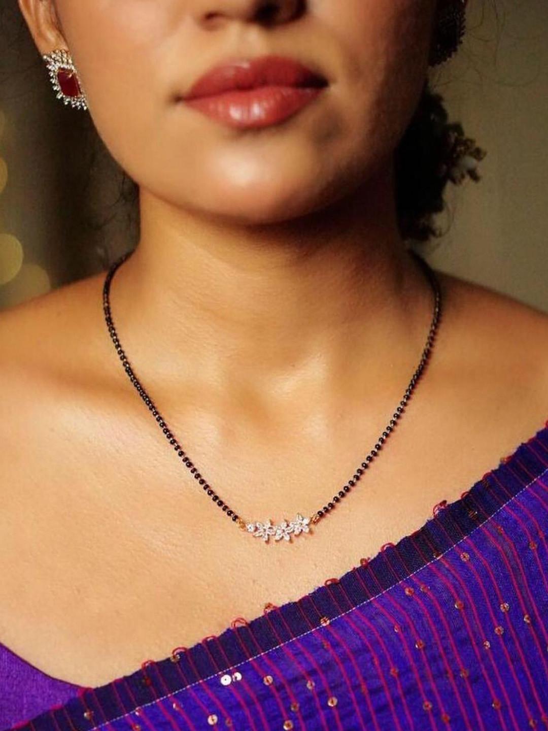 Anouk Rose Gold-Plated Artificial Stones and Beads Mangalsutra