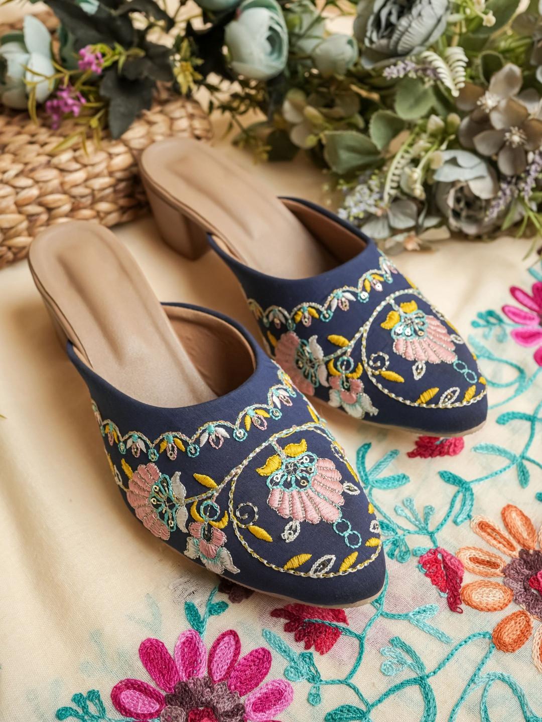 Anouk Embellished Ethnic Block Mules