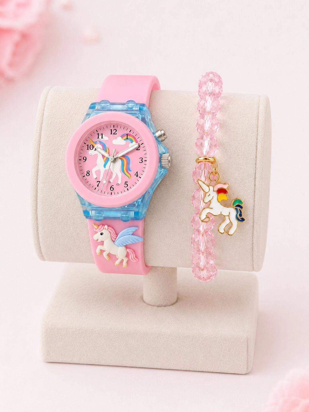 Blutech Unisex Kids Printed Dial & Straps Analogue Watch HrseBrclt_CLPnkUncrn