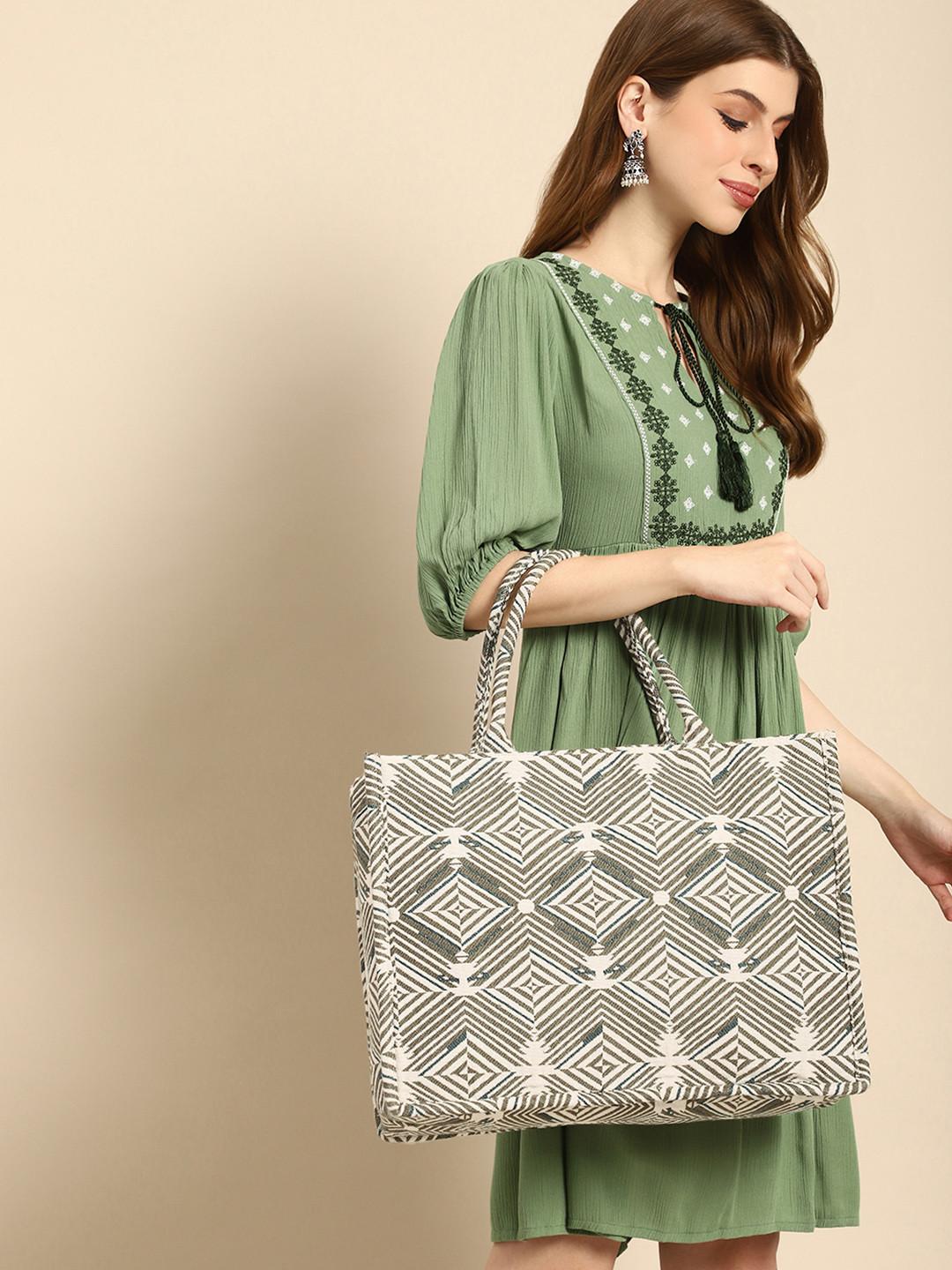 Anouk Geometric Textured Shopper Tote Bag