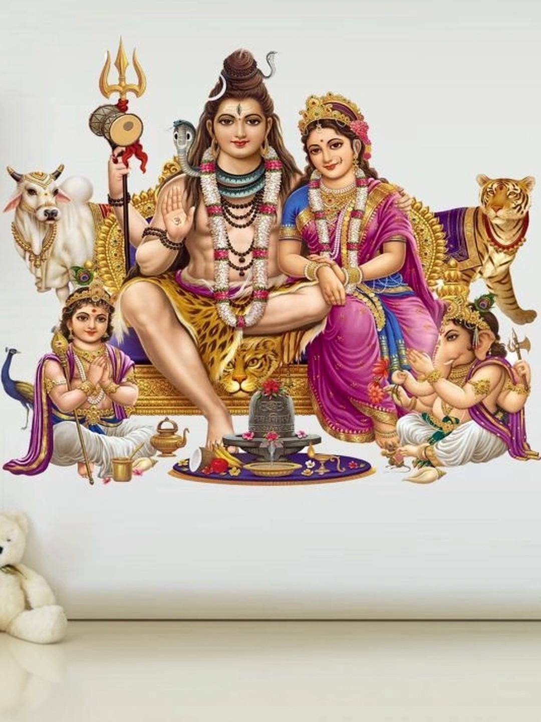GRAPHICS DECOR Shankar Parvati with Ganesha Wall Sticker