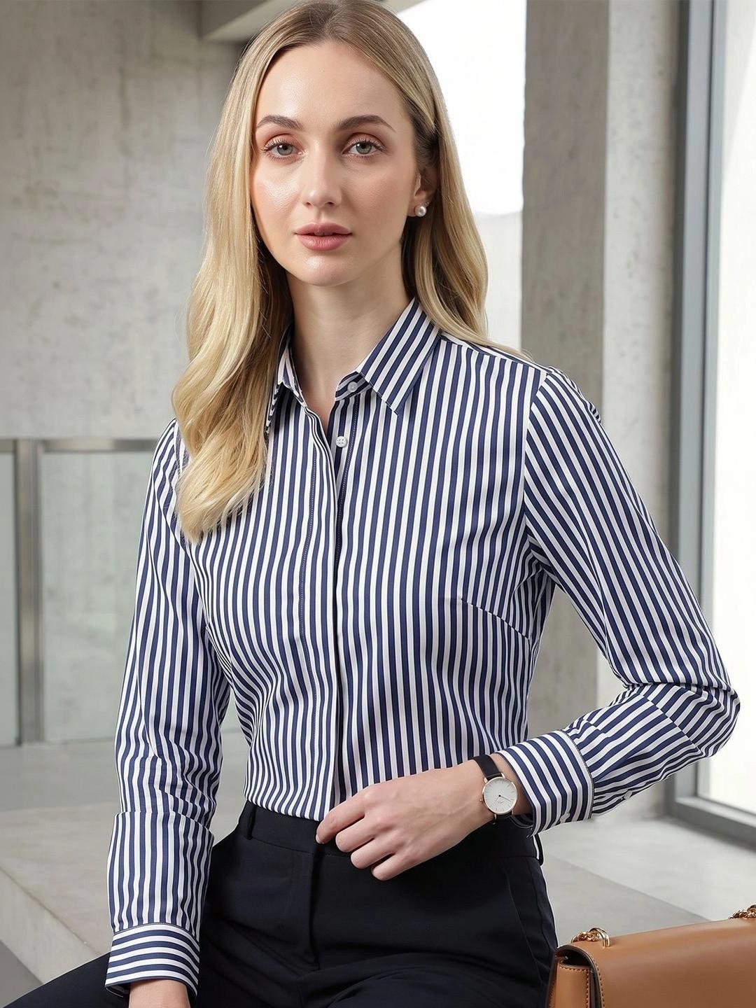 Hancock Striped Spread Collar Pure Cotton Formal Shirt