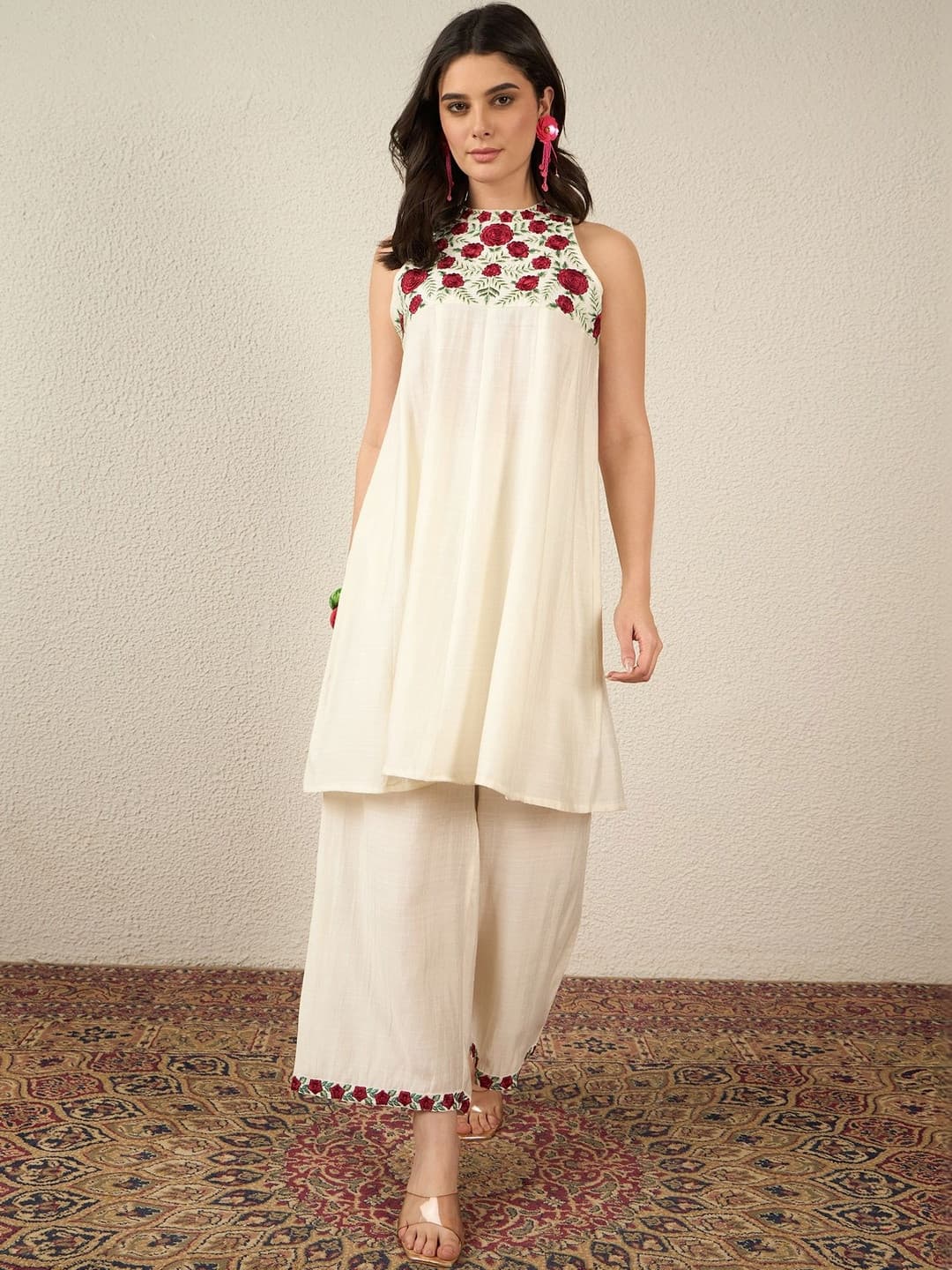 Anouk Embroidered Tunic With Palazzos Co-Ords