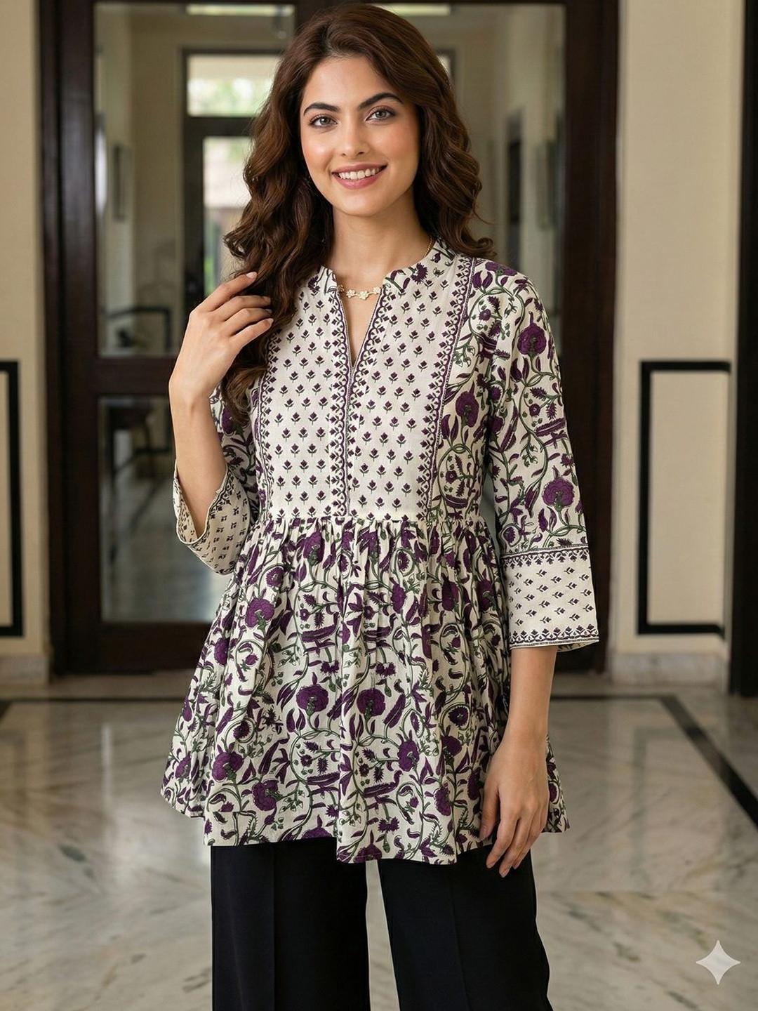 Anouk Floral Printed Pure Cotton Kurti