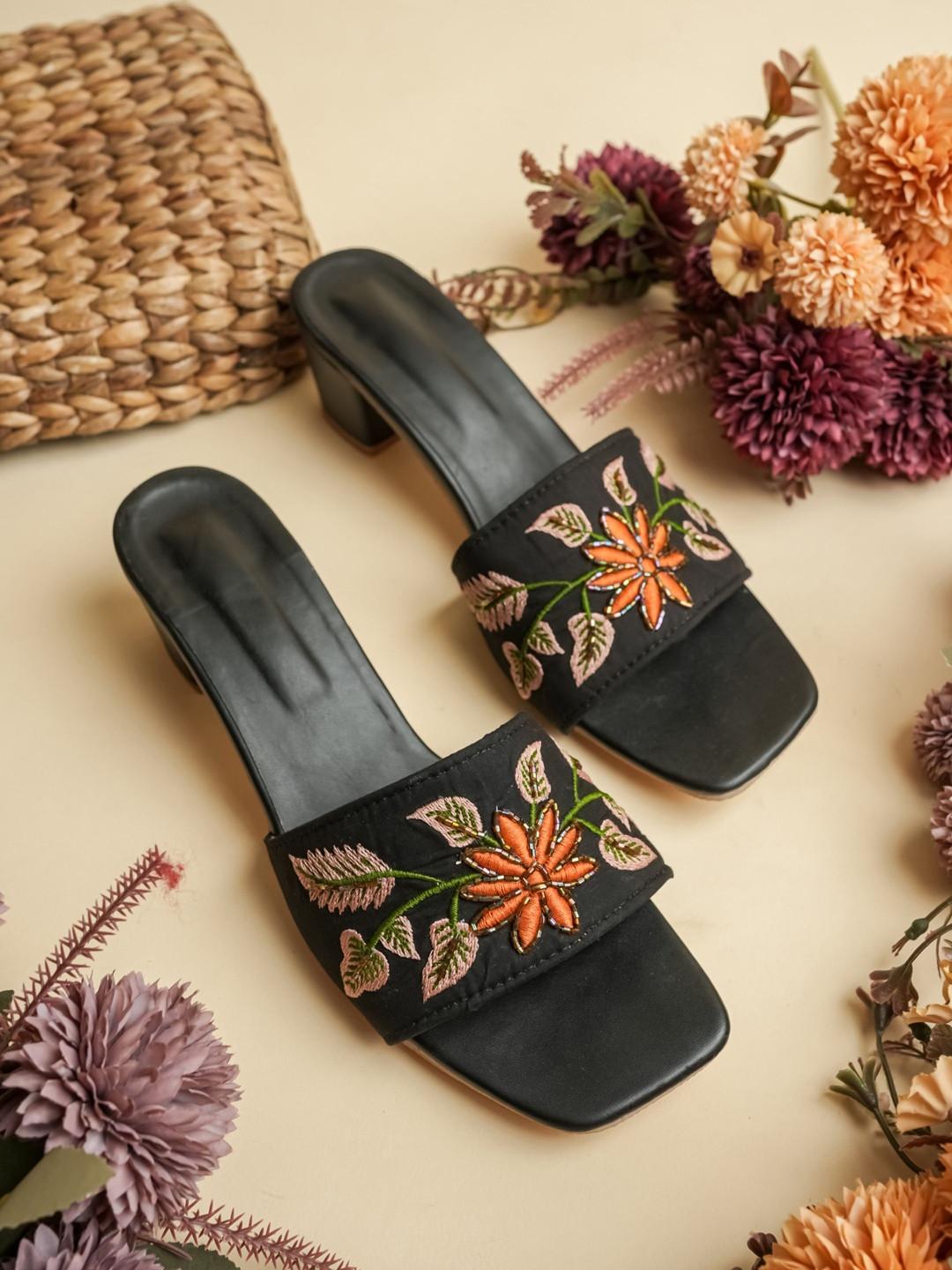 Anouk Embellished Block Mules