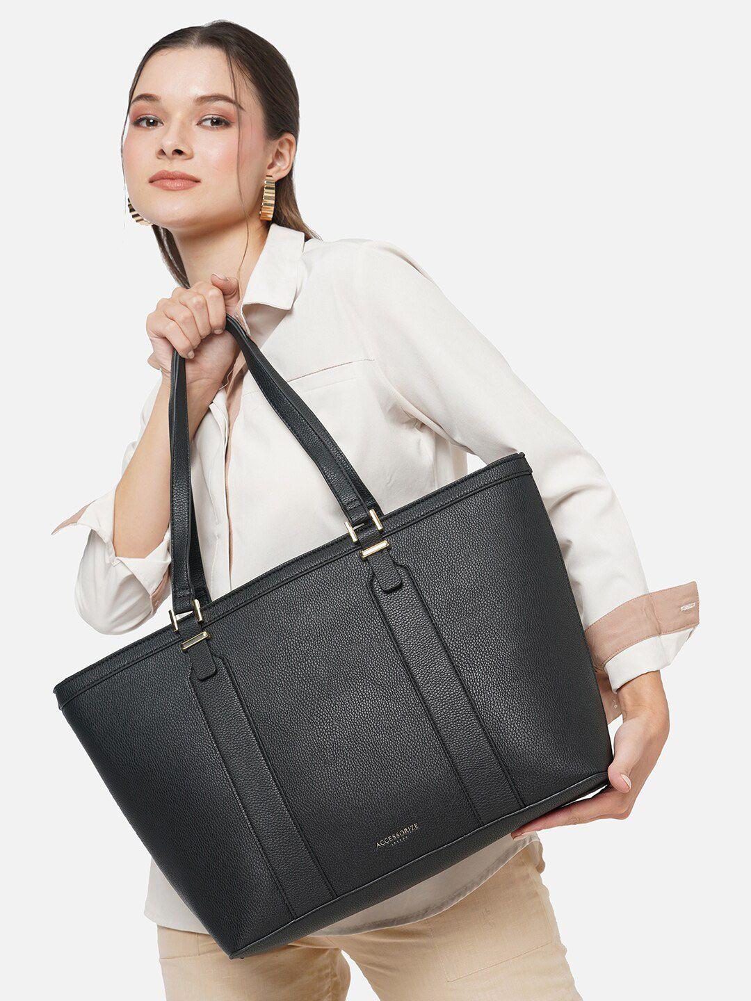 Accessorize London Faux Leather Metal Detail 13 Inch Laptop Work Tote Bag