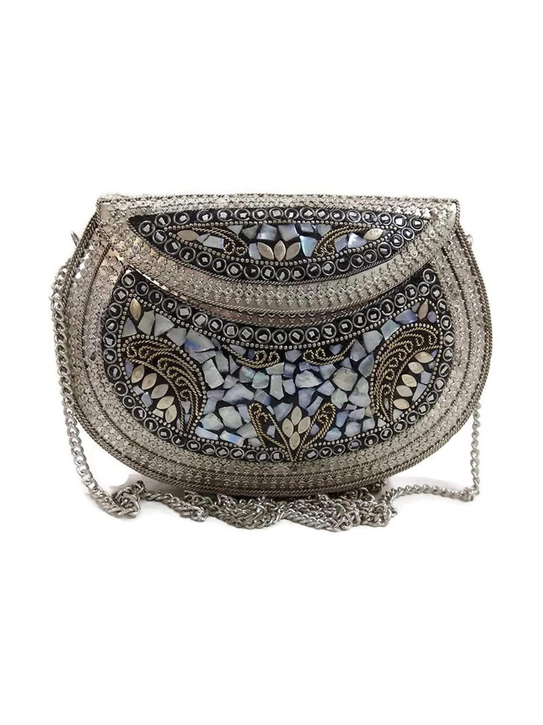 Anouk Embellished Half Moon Clutch