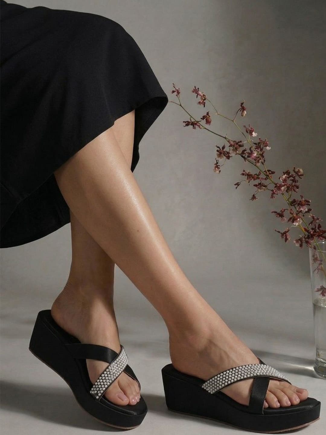 Anouk Embellished Party Wedge Mules