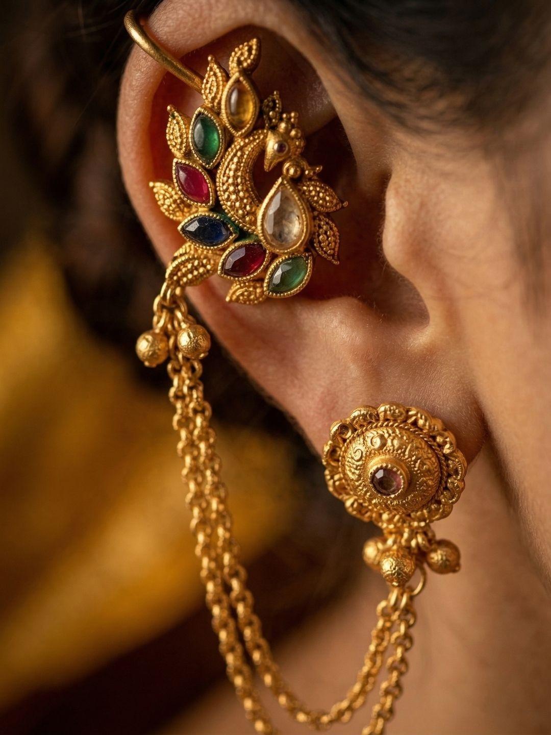 Anouk Peacock Shaped Ear Cuff Earrings