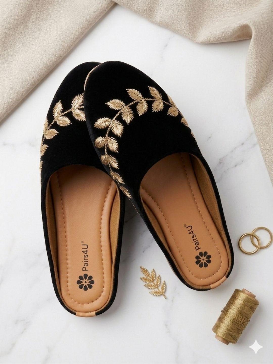 Anouk Women Embellished Party Mules with Embroidered Flats