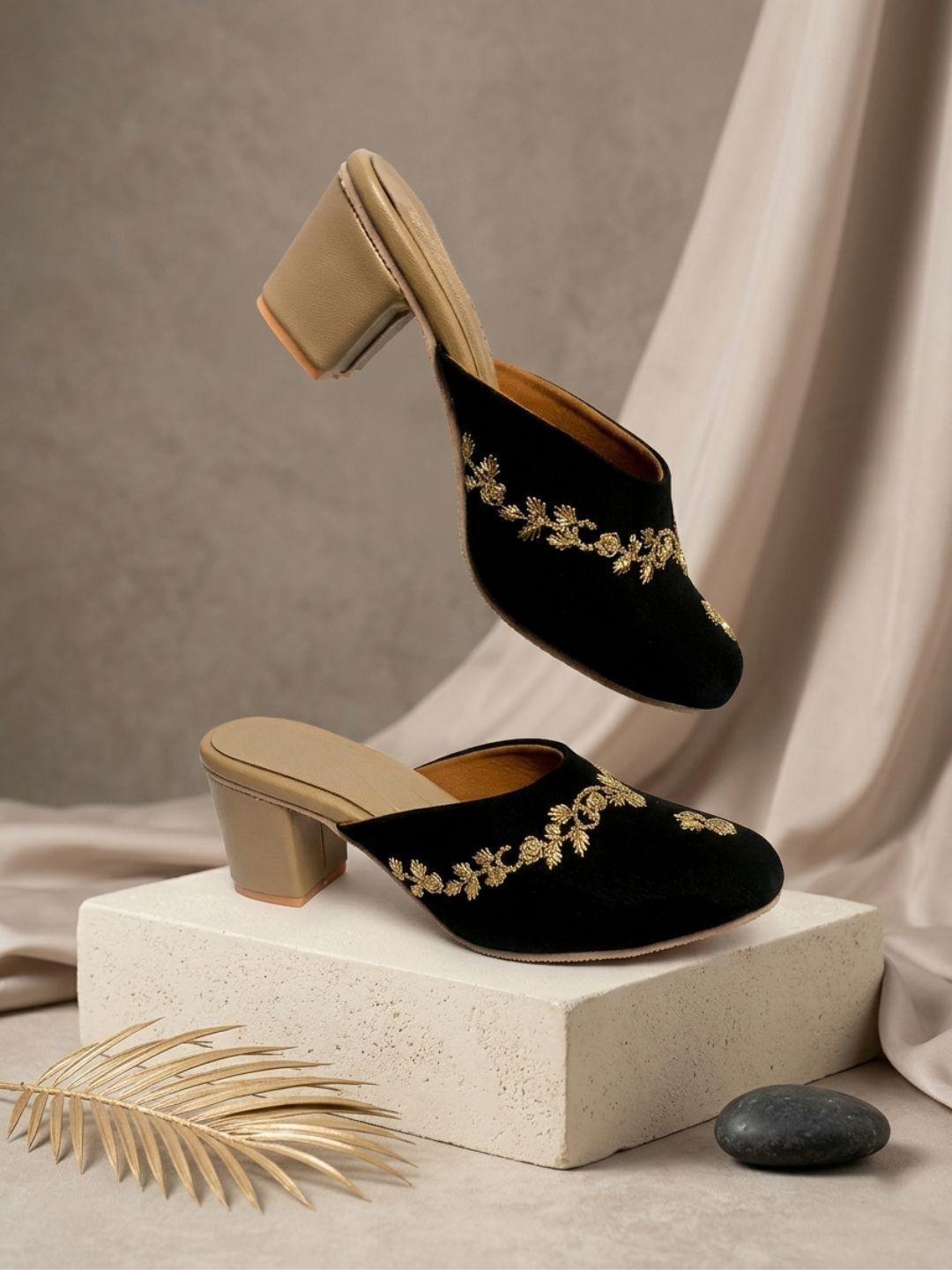Anouk Embellished Block Mules