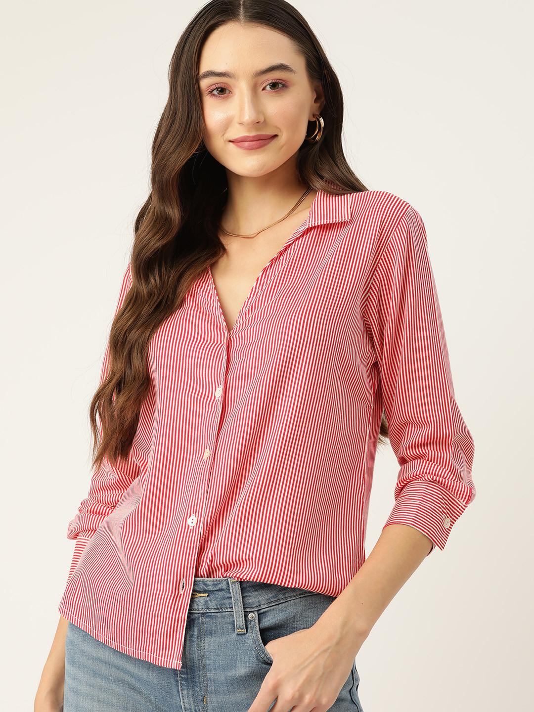 DressBerry Women Original Pinstripes Cotton Casual Shirt