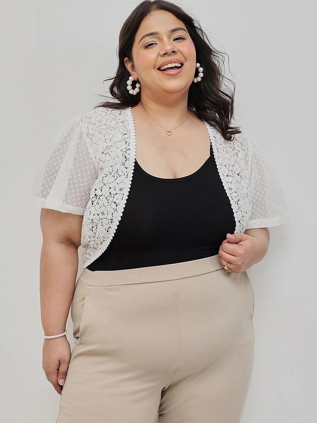 Espresso Women Plus size Self Design Front Open Shrug