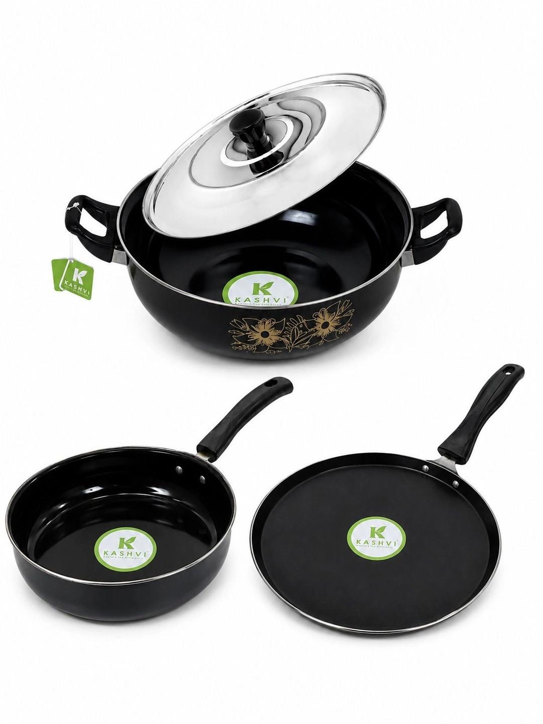 cookpro Black Easy to Clean Cast Iron Cookware Set of