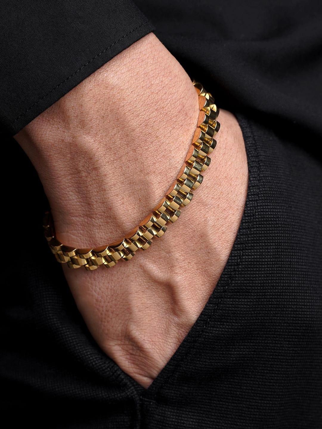SWASHAA Men Gold-Plated Link Bracelet