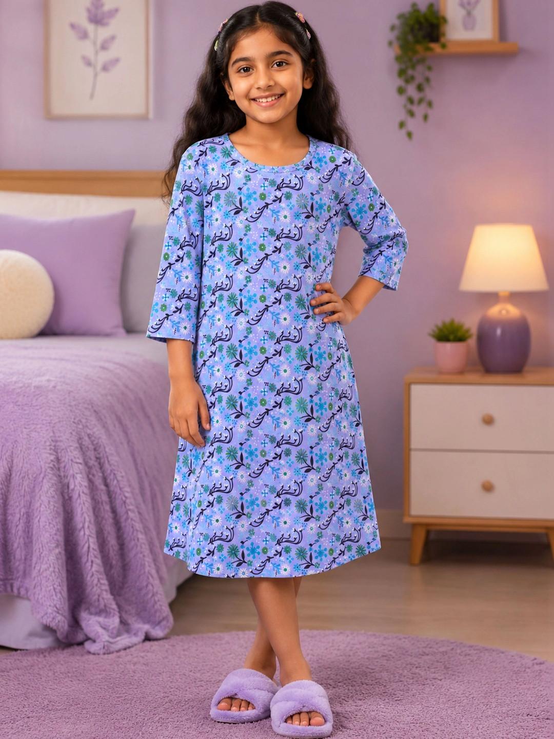KiddoPanti Girls Printed Nightdress