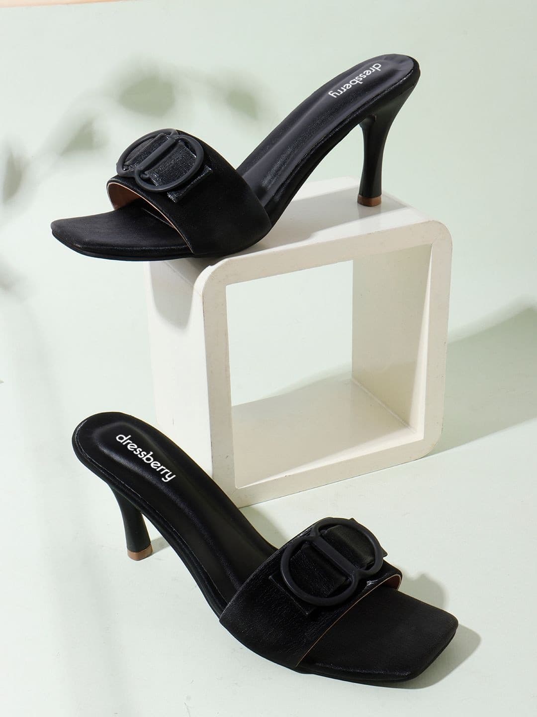 DressBerry Party Slim Heeled Mules with Buckles