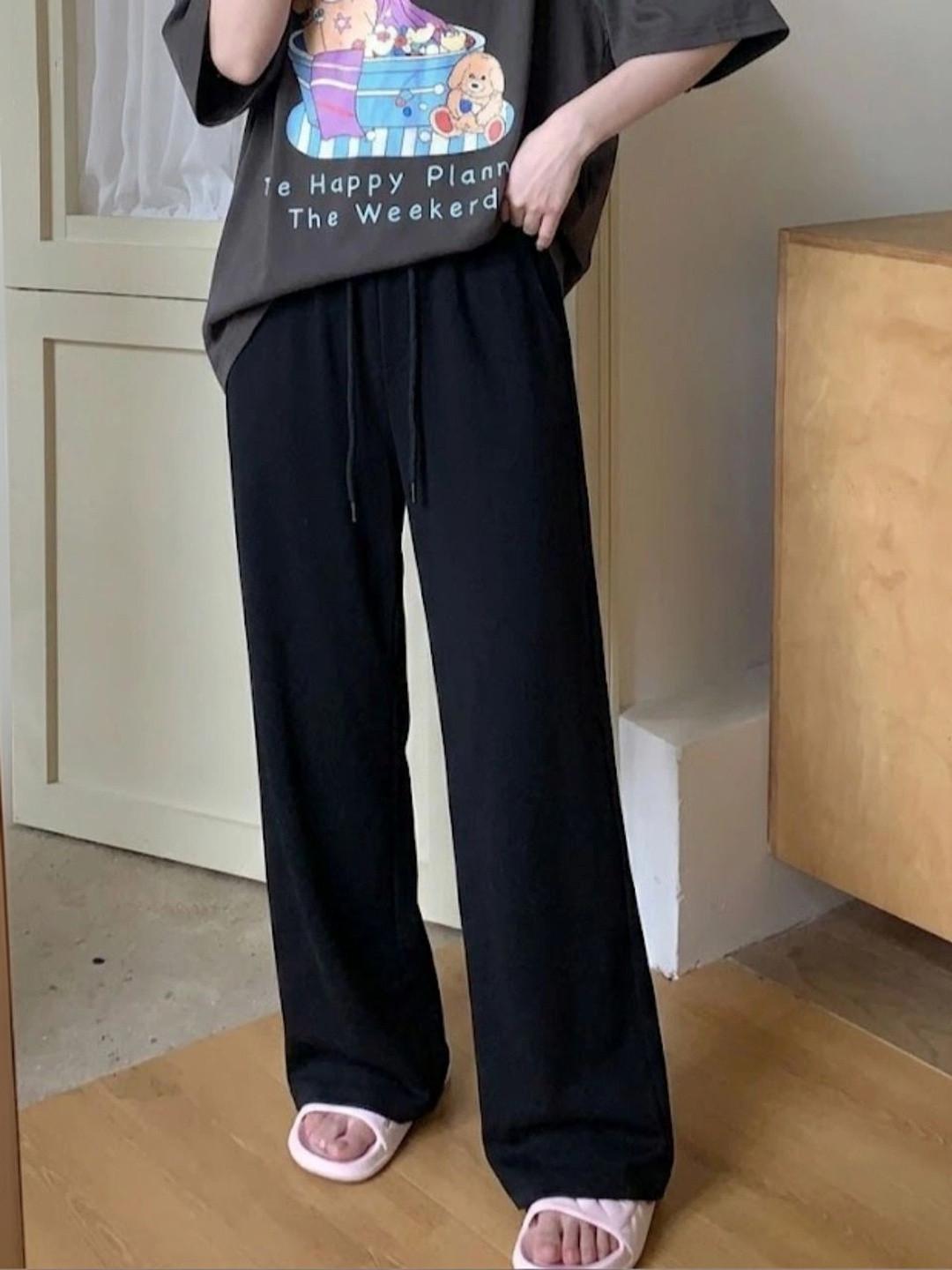 PROGENY Women Striped Relaxed-Fit Cotton Straight Lounge Pants