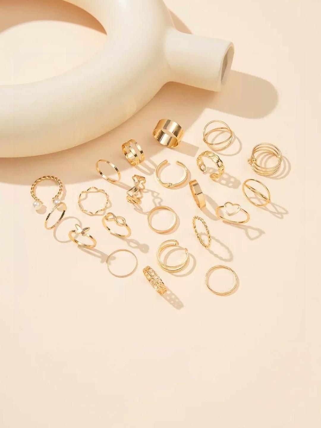 DressBerry Set of 22 Gold-Plated Alloy Finger Ring