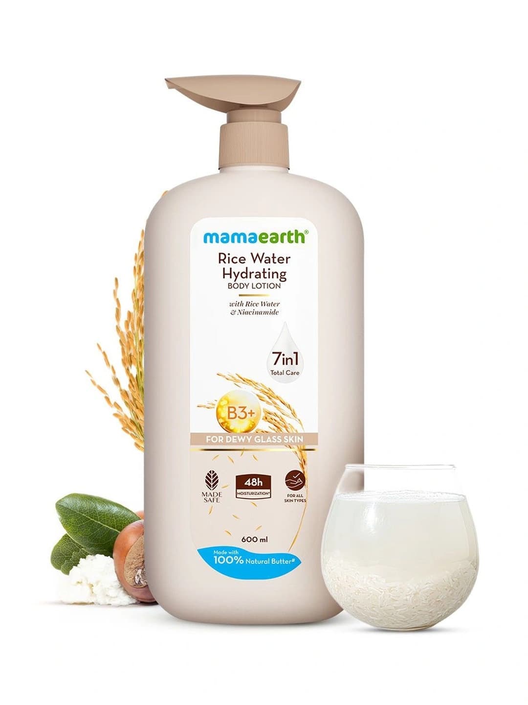 Mamaearth Rice Water Hydrating Body Lotion with Niacinamide - 600 ml