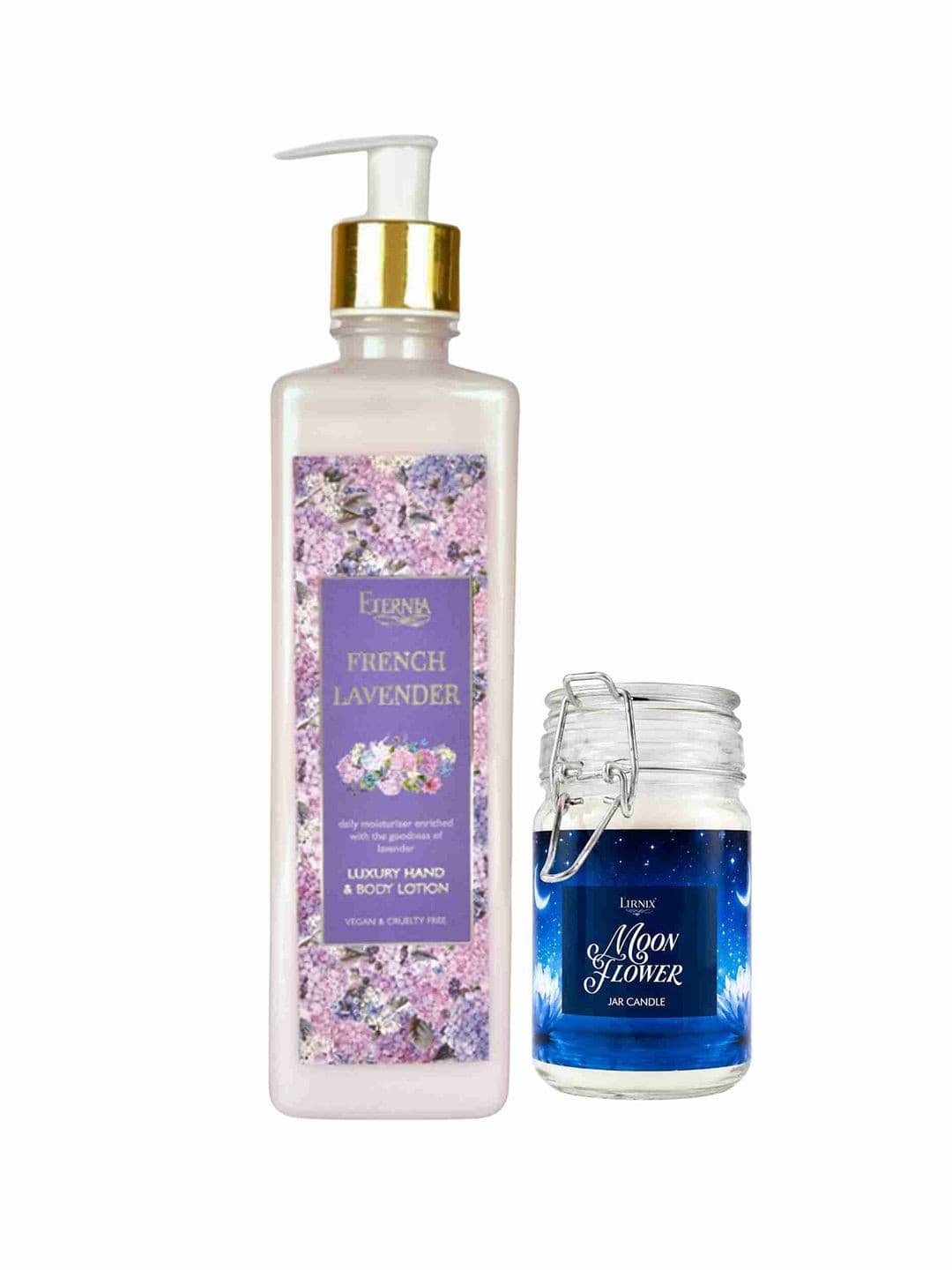 Eternia Lavender Luxury Hand & Body Lotion & Moon Flower Jar Candle