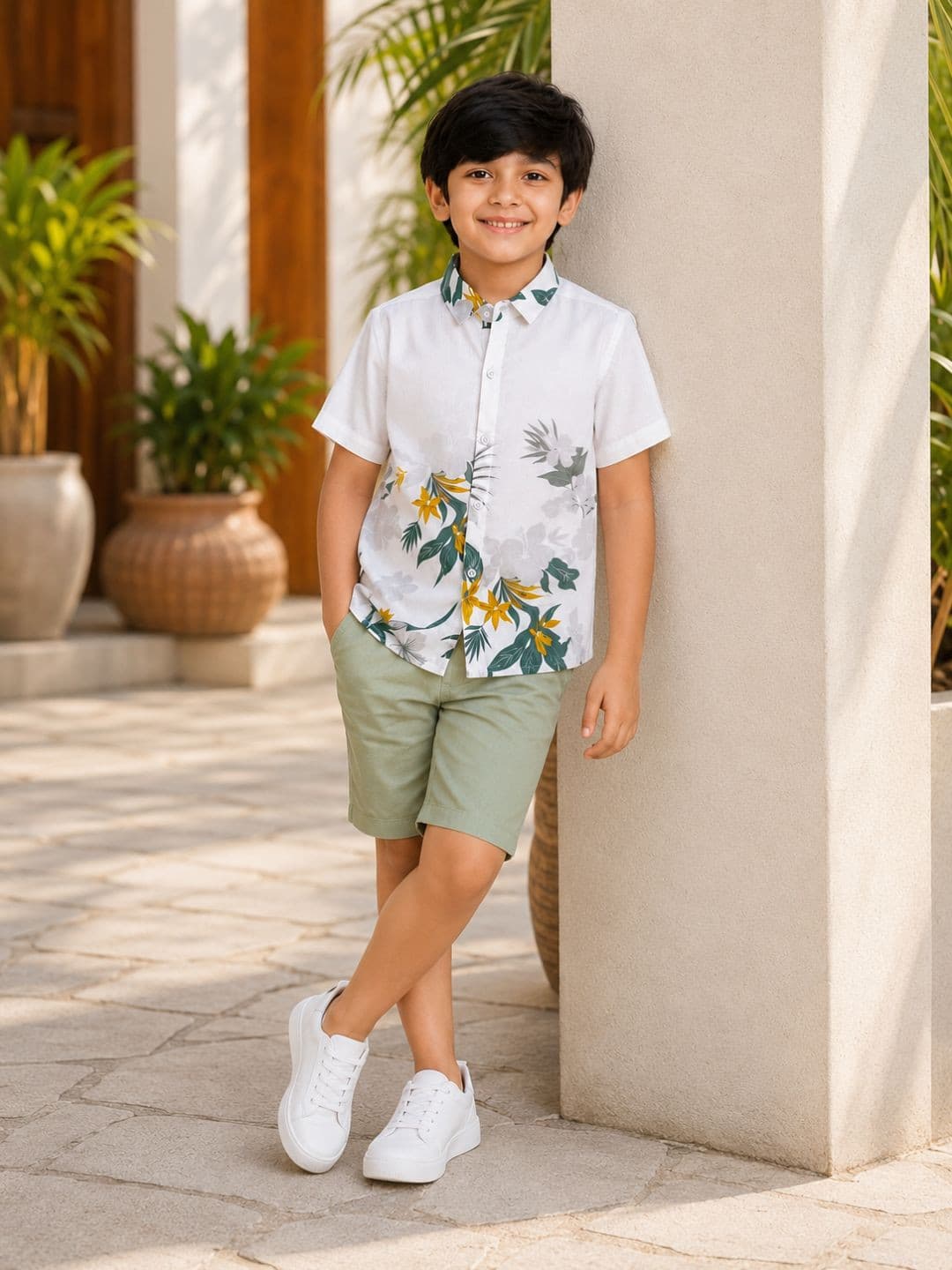YK Boys Floral Printed Casual Shirt
