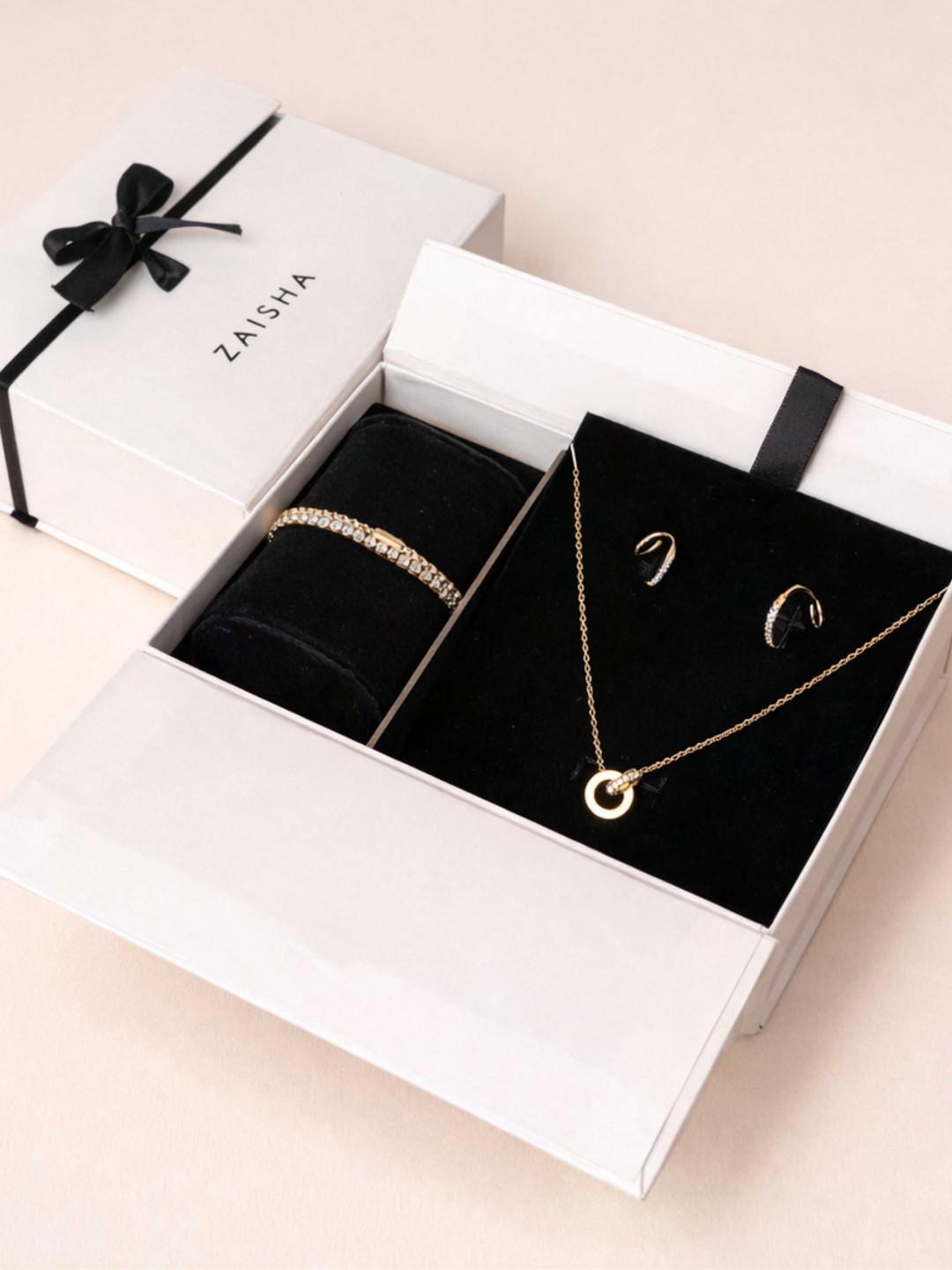ZAISHA 18k Gold Plated Stainless Steel Waterproof & Anti-Tarnish Interluxe Glow Box