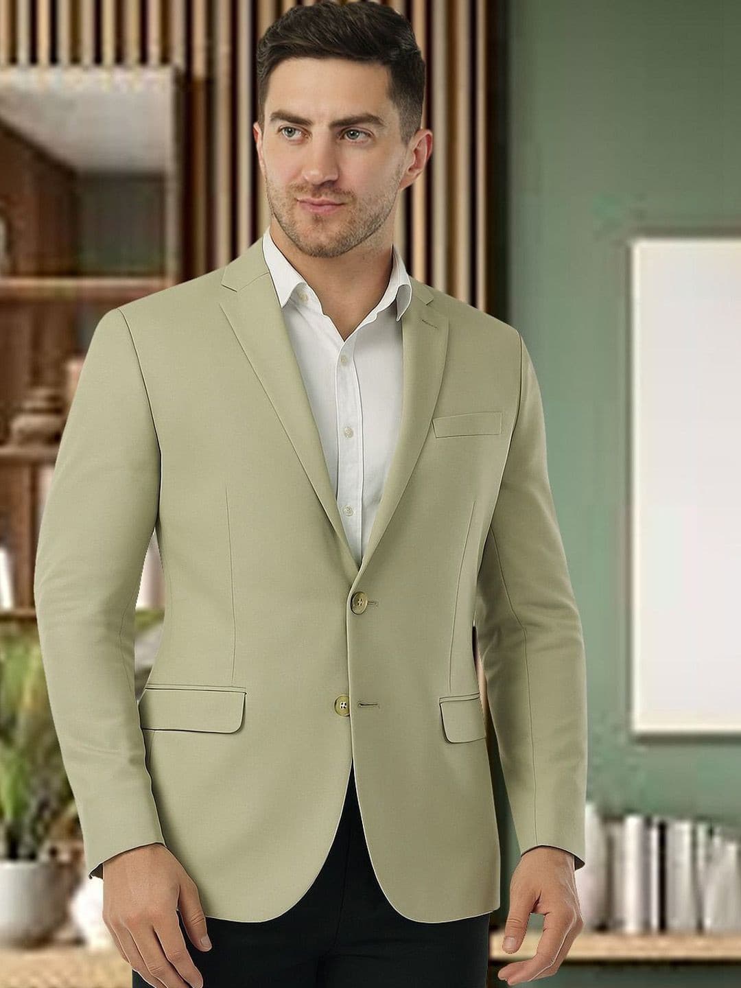 Integration Premium Notched Lapel Fully Lined Slim-Fit Formal Business Blazer