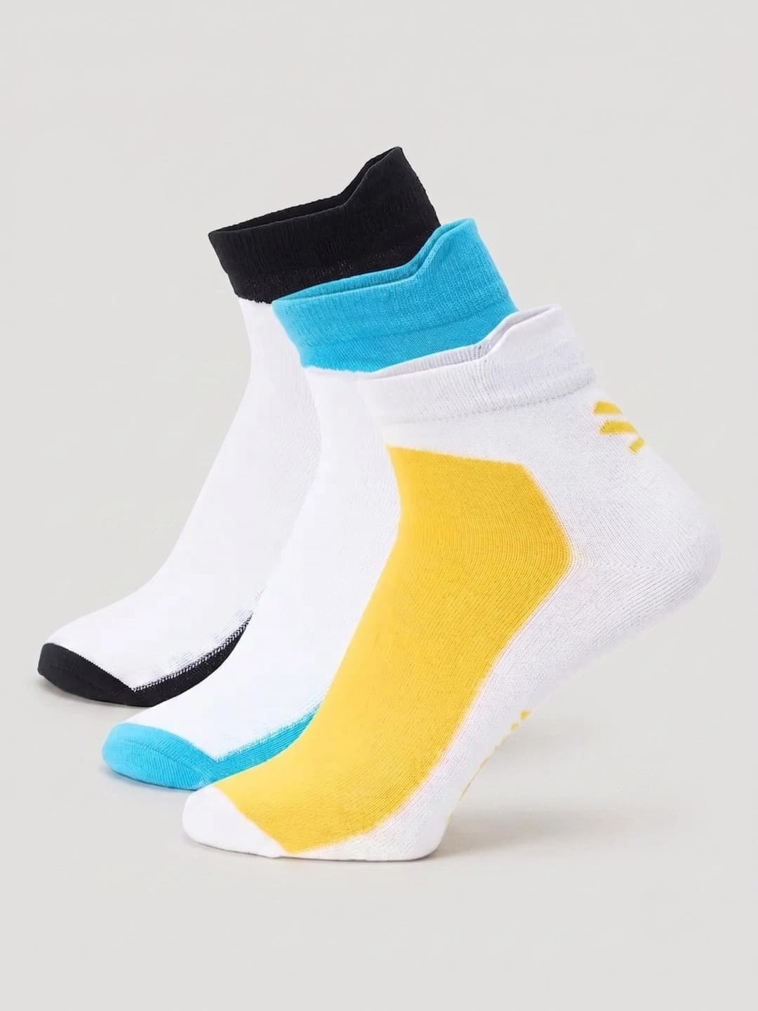 WROGN Men Pack of 3 Cotton Blend Colourblocked Ankle Length Socks