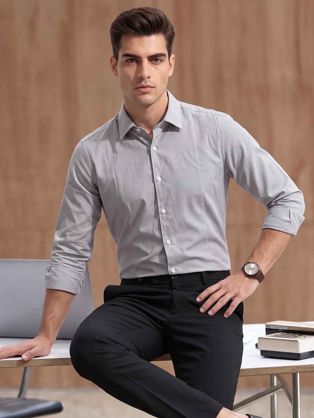 INVICTUS Slim Fit Self Design Formal Shirt