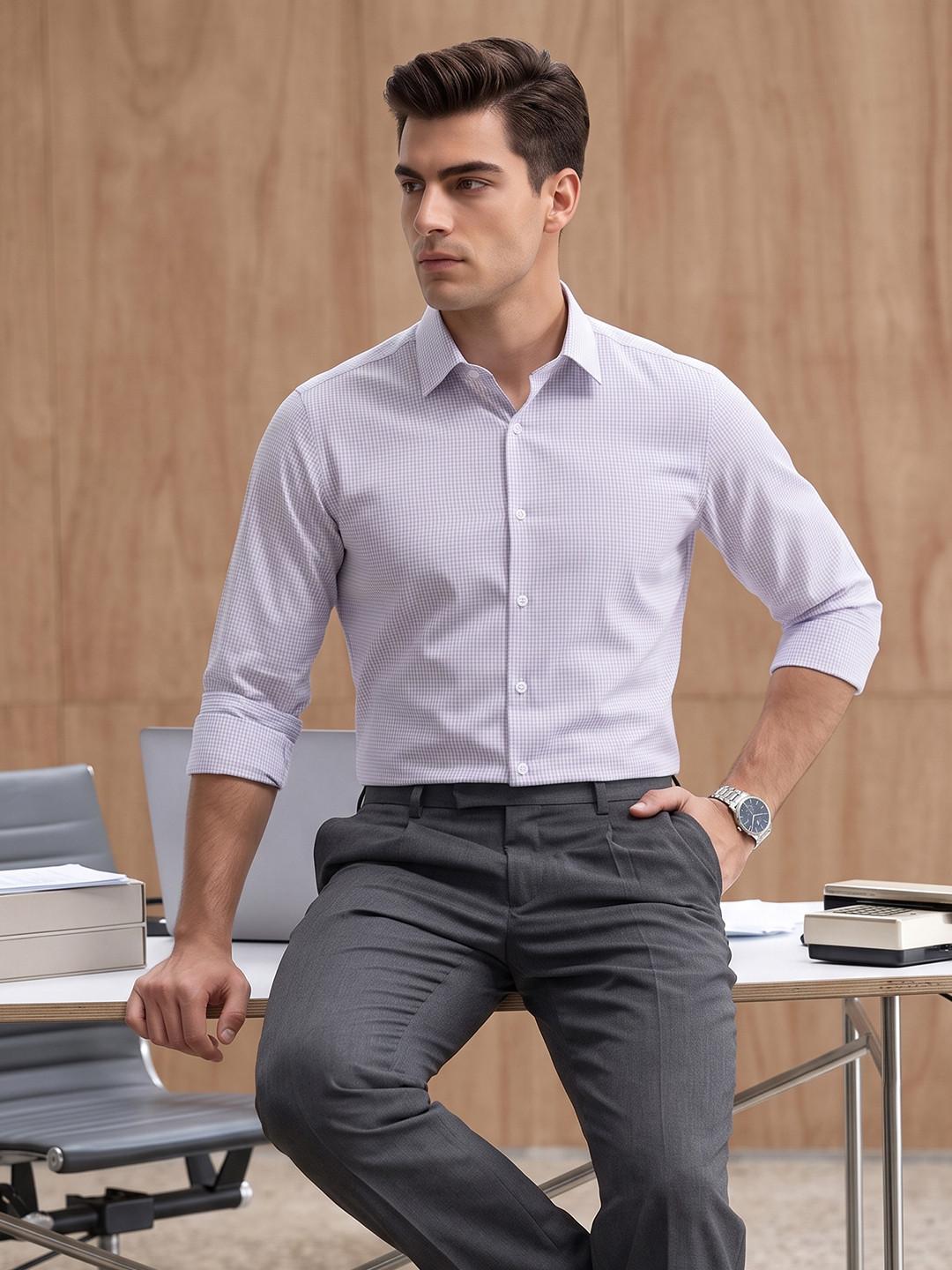 INVICTUS Slim Fit Micro Checked Formal Shirt