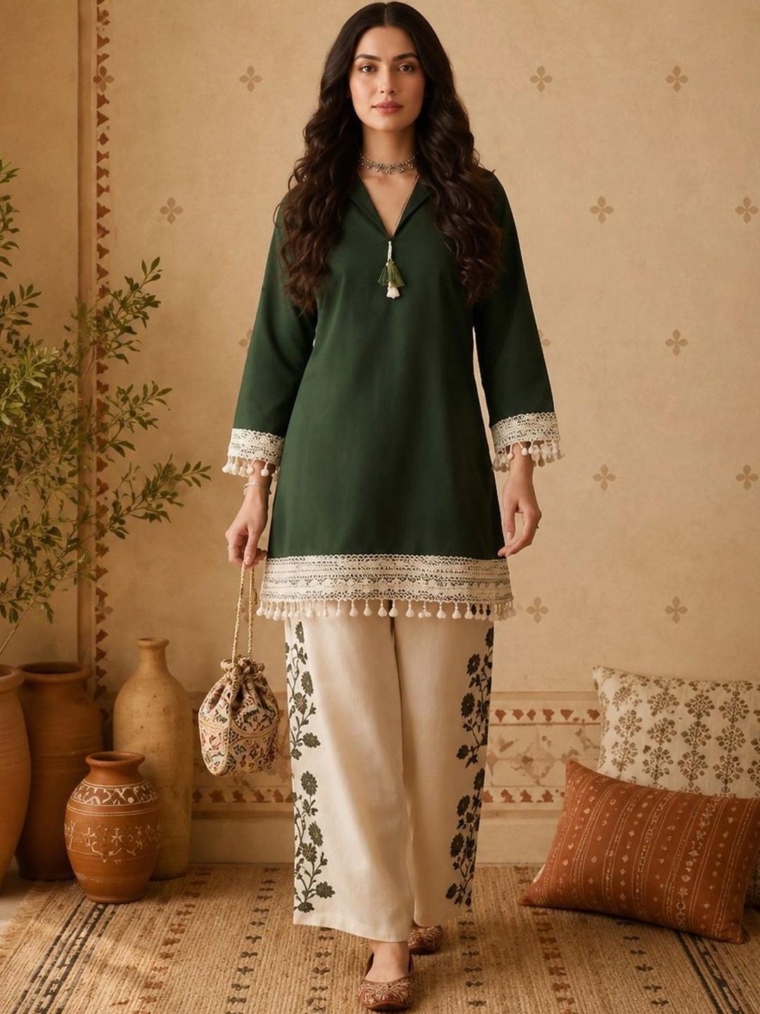 Anouk Women Floral Regular Pure Cotton Kurta with Palazzos