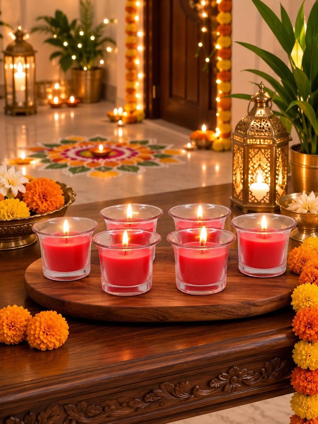 EasyERA Red 6 pieces Jar Candle