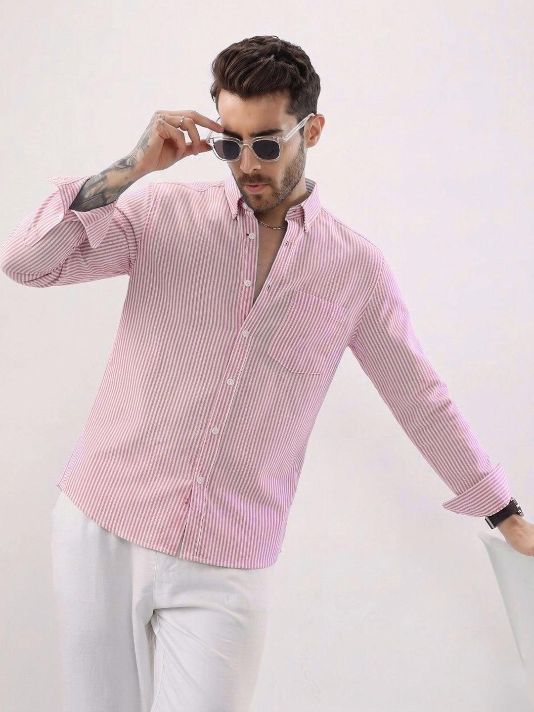 R.Code by The Roadster Life Co. Men Standard Slim Fit Striped Casual Shirt