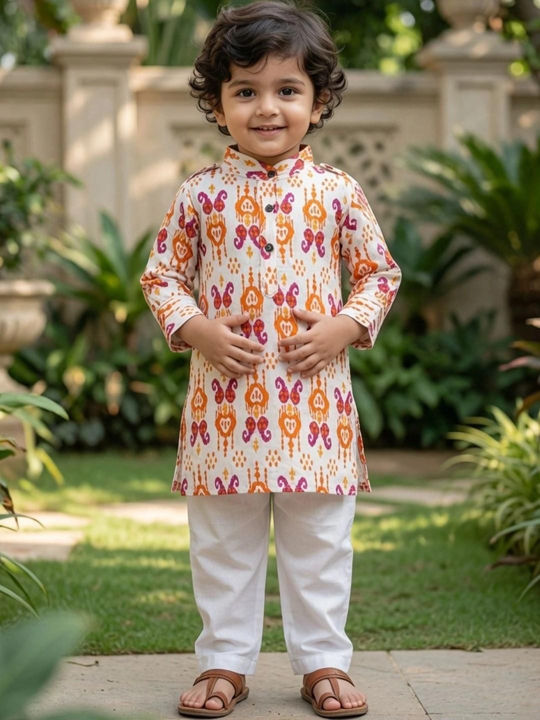 Cutiekins Boys Ethnic Motifs Printed Regular Kurta with Pyjamas