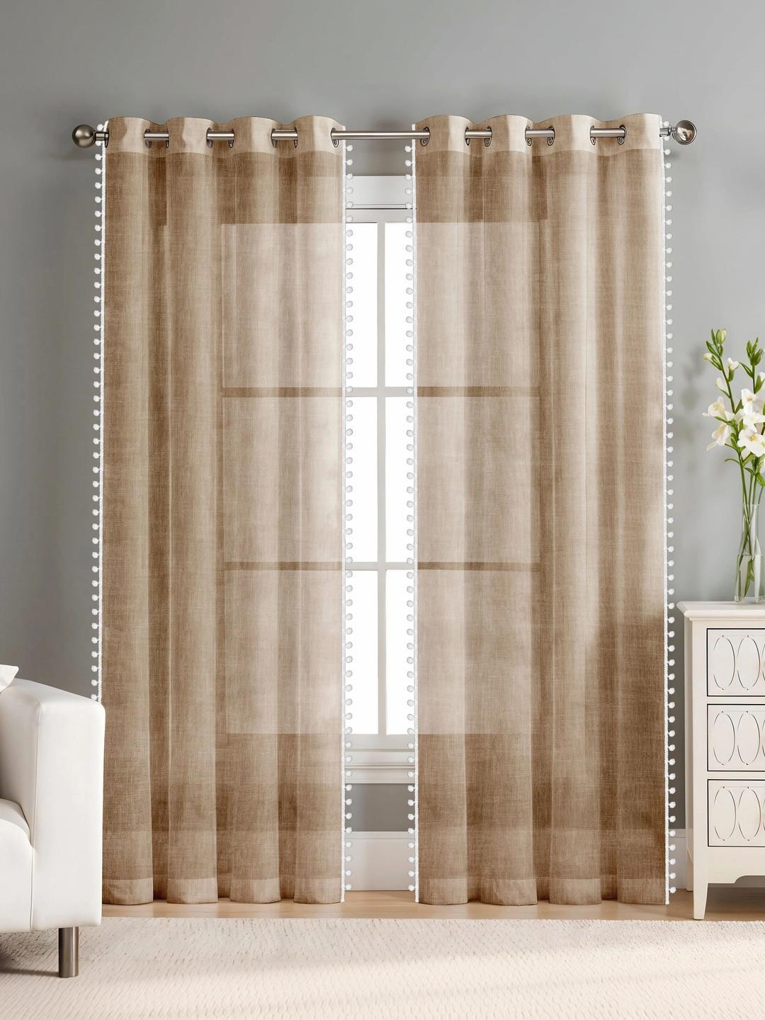 SIMPLYCURTAINS Brown Set of 2 Sheer Door Curtain