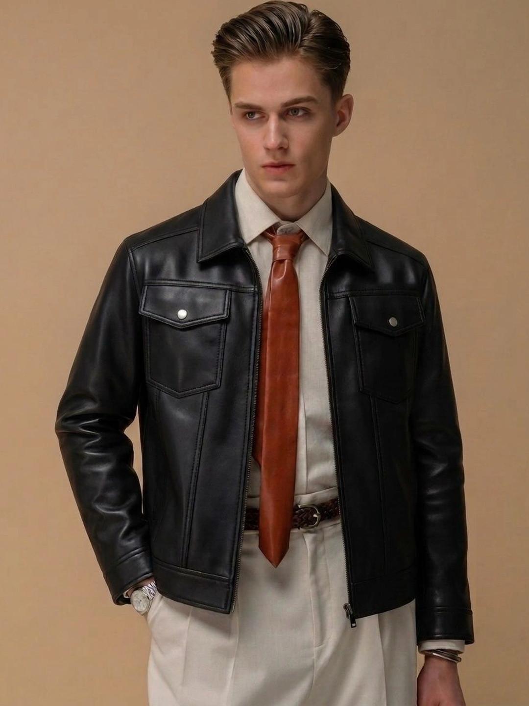 Adornova Men Leather Leather Jacket