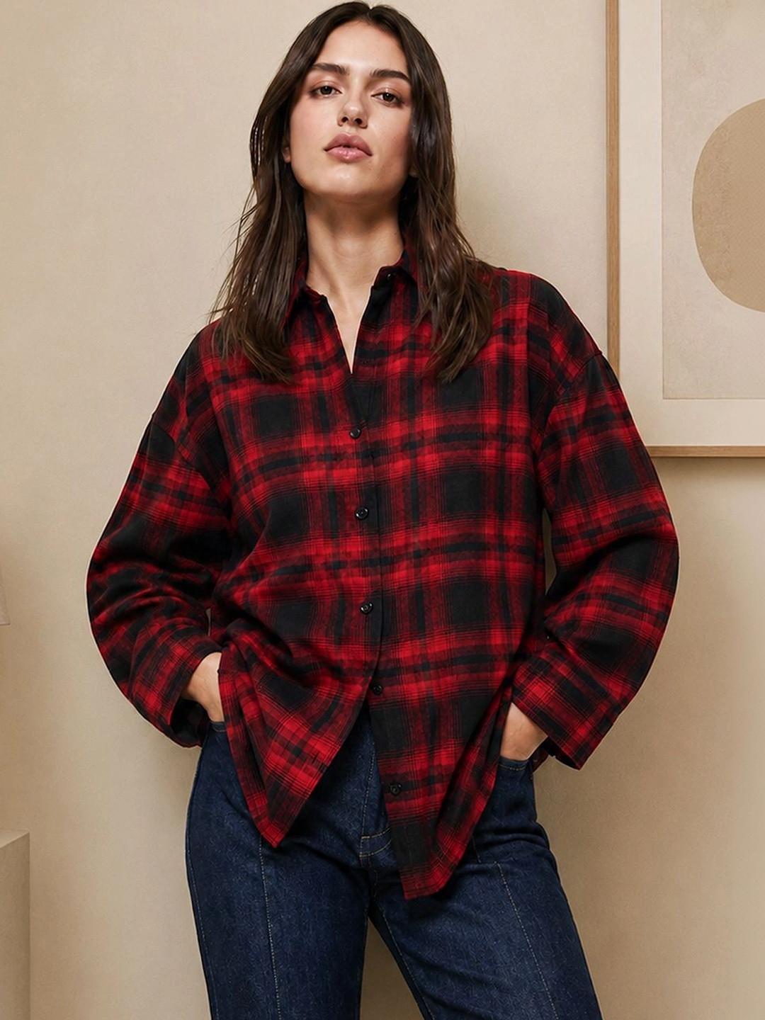 PINACOLADA Women Relaxed Tartan Checks Checked Casual Shirt
