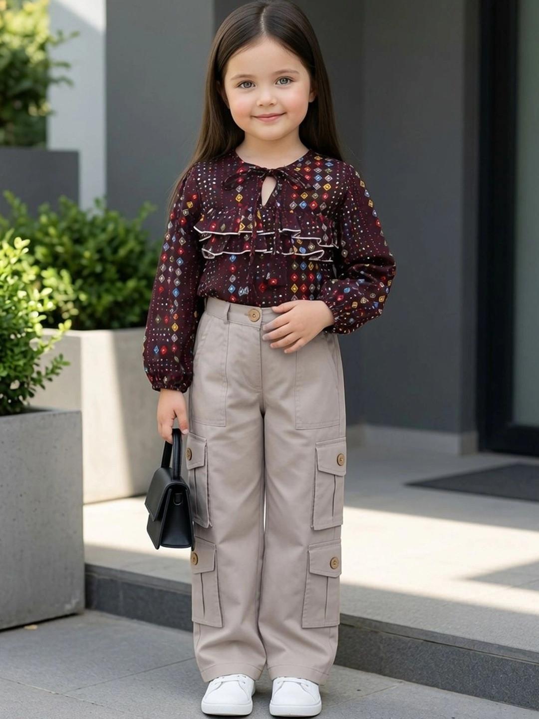 Cutiekins Girls Printed Top with Trousers